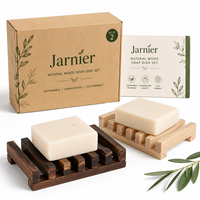 Jarnier – Nouvelle boîte à savon rectangulaire en bois naturel écologique noir pour cuisine, voyage, douche, séchage, support pour baignoire