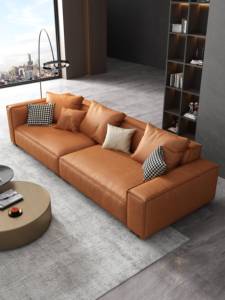 โซฟาหนังอิตาลีแบบโมดูลาร์ Mufang เฟอร์นิเจอร์ห้องนั่งเล่นสไตล์โมเดิร์นมินิมอล คุณภาพสูง ฟองน้ำแท้ เหมาะสำหรับอพาร์ทเมนต์ - Product Image 5