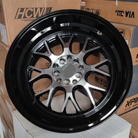 Harga Terjangkau Velg 18X9.5 18X10.5 Et25 5X114.3 Hitam Machined Face Via Deep Dish Untuk Jeep Toyota Gr Corolla Mustang Bmw E90