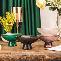 Assiettes de présentation rondes en verre côtelées colorées personnalisées pour mariage, avec base, pour fruits secs