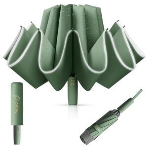 Parapluie publicitaire entièrement automatique personnalisable avec logo, bande réfléchissante inversée, pliable, pour hommes et femmes, idéal pour les affaires - Product Image 1