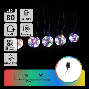 Guirlande lumineuse solaire IP65, fil de cuivre, RVB, 1,5m+5m, pour décoration extérieure et aménagement d'espaces en plein air - Product Image 3
