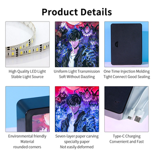 <span class=keywords><strong>Lampe</strong></span> <span class=keywords><strong>3D</strong></span> Anime en papier découpé Solo Leveling, boîte à ombre <span class=keywords><strong>LED</strong></span>, veilleuse alimentée par USB Type-C, cadeau créatif pour les fans, décoration de chambre - Product Image 6