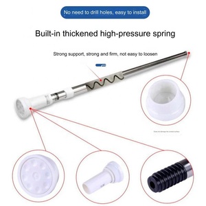 Accessoires de <span class=keywords><strong>tringle</strong></span> à <span class=keywords><strong>rideau</strong></span> de douche télescopique en acier inoxydable, <span class=keywords><strong>grande</strong></span> tête ronde, tige de séchage des vêtements sans poinçonnage - Product Image 4