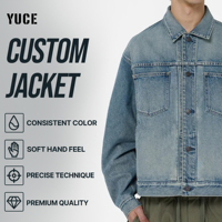 YUCE Nouvelle Veste en Jean Vintage Tendance pour Homme, 100% Coton Délavé à l'Acide avec Col Rabattu Boutonné