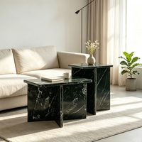 Table d'appoint minimaliste en marbre vert, idéale pour les bureaux de direction modernes et les salons de villas de luxe