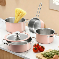 Marmite et casserole en acier inoxydable 304 épaissi, antiadhésif, de qualité alimentaire, avec fond à induction et revêtement céramique extérieur, personnalisable en gros