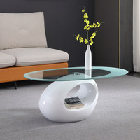 Table basse ovale de luxe moderne en verre fait main, style nordique créatif, avec rangement, taille personnalisable, mobilier décoratif pour hall d'entrée