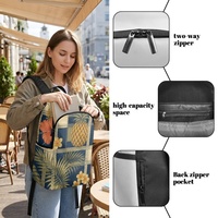 Sac à dos décontracté portable à imprimé quadrillé Hawaïen Palaka avec fermeture éclair, poche avant et bretelles réglables