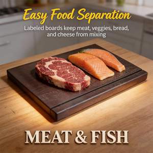 Ensemble de 3 planches à découper avec support en bois pour <span class=keywords><strong>la</strong></span> décoration <span class=keywords><strong>du</strong></span> comptoir de <span class=keywords><strong>cuisine</strong></span>, pour le <span class=keywords><strong>fromage</strong></span>, le pain, <span class=keywords><strong>la</strong></span> viande, les légumes - Product Image 4