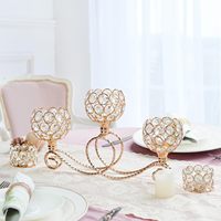 Uschool – Nouveau Chandelier de Luxe en Métal Plaqué de Haute Qualité, 3 Têtes et 5 Bras, avec Cristaux, pour Bougies Chauffe-Plat – Élégant Centre de Table de Mariage