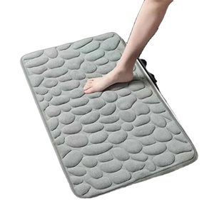 พรมเช็ดเท้าไมโครไฟเบอร์ลายก้อนหินแบบนูน ขายส่ง ลายเรียบ กันลื่น พร้อมเมมโมรี่โฟม สำหรับห้องน้ำ - Product Image 1