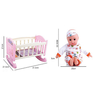 14 pouces silicone poupée lit à bascule, chariot, vaisselle, bouteille accessoires bébé poupée poussette <span class=keywords><strong>pour</strong></span> enfants - Product Image 1