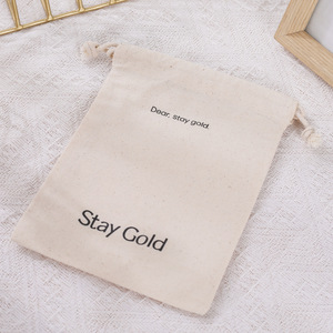Recycle <b>Muslin</b> Cotton Canvas Fabric Linen Gift Packaging Pouch Flat Bottom Organic Soft Cotton Drawstring Bag with Custom logo - Product Image 2
