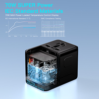 Adaptateur de prise de voyage universel HL-A02-PD70W World Chargeur de voyage à charge rapide international avec 1 USB + 3 T Ype c