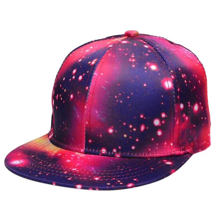 Galaxy Leaf Hologram Floral Aztec Ajustable Flat Bill Print Brim Snapback Hat Baseball Cap