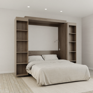 La cama de biblioteca Cama Murphy plegable doble Librería Cama de pared Madera Convertible moderna Diseñado para el estudio - Product Image 1