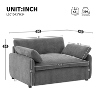 Canapé simple en chenille surdimensionné 50*43 pouces, fauteuil rembourré moderne et confortable, canapé-lit avec coussins pour le salon