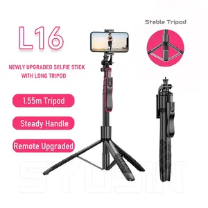 SYOSIN L16 Selfie Stick Tripod 1.55m With Wireless Selfie Shutter Remote Long Tripod Steady Handle 360 Rotation Phone Stand