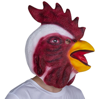 Masque de coq en latex intégral, rouge/blanc, texture réaliste froissée, bec jaune vif, coquille rouge, doux et confortable, pour Halloween et cosplay