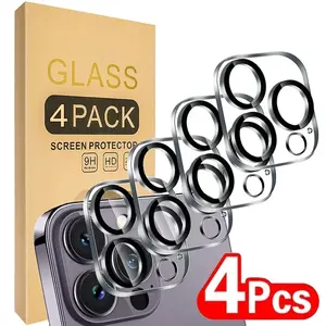 Lot de 4 films de protection en verre trempé HD anti-rayures pour l'écran arrière et l'objectif de l'appareil photo des iPhone 13, 14, 15, 16 et 17 Pro - Product Image 1