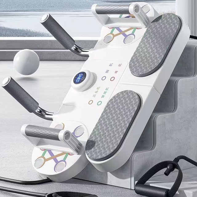 Multifunctional Fold-up ABS Fitness Plate Power Press Push Support Band Board Pull Handles Resistance Band Home Gym for