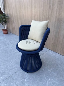 Fauteuil pivotant et confortable, corde tressée hautement élastique et coussin imperméable, 360° °   <span class=keywords><strong>Chaise</strong></span> <span class=keywords><strong>de</strong></span> jardin pivotante pour patio/terrasse/<span class=keywords><strong>bar</strong></span> extérieur - Product Image 3