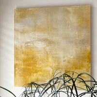 Peinture à l'huile abstraite Mustard Relief sur toile, Ocre Or Crème Impasto Pinceau Sec, Taille Personnalisée, Vente en Gros Direct Usine d'Art
