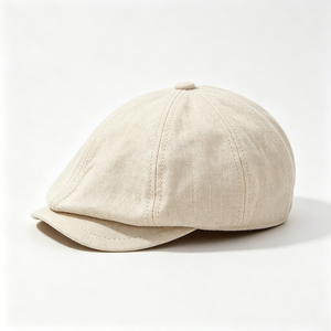 Casquette Gavroche et Gatsby en Lin pour Femme, Logo Personnalisé, Vintage, 8 Panneaux, Visière Courte Souple, Style Baker Boy, pour l'Extérieur et Tenue Décontractée Estivale, Vente en Gros - Product Image 4
