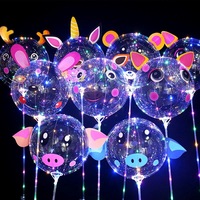 Ballon Bobo de fête pour enfant 18/20/24/36 pouces Ballon Bobo lumineux pour fête de vacances Ballon Led hélium Ballons d'anniversaire Fournitures de décoration Jouets