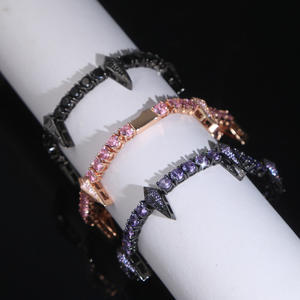 <span class=keywords><strong>Bracelet</strong></span> pour homme style punk, Hip-Hop, motif Panthère noire, entièrement orné de zircons, finition Iron White Powder Black Purple - Product Image 6