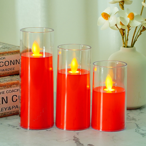 <span class=keywords><strong>Bougie</strong></span> sans <span class=keywords><strong>flamme</strong></span> à <span class=keywords><strong>LED</strong></span> <span class=keywords><strong>rouge</strong></span> avec manchon en acrylique transparent, <span class=keywords><strong>flamme</strong></span> <span class=keywords><strong>vacillante</strong></span> pour mariage, décoration intérieure, éclairage d'ambiance, fonctionne sur piles - Product Image 2