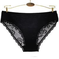 Culottes sexy en dentelle pour femmes, nouvelle lingerie féminine taille basse, culottes en coton respirant avec entrejambe en dentelle