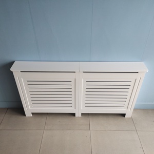 Cubiertas Blancas Grandes para Radiadores Altos, Modernas, con Listones Horizontales, Estante de MDF Grueso para Dormitorio, Pasillo, Hogar - Product Image 2