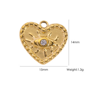2025新作カスタムDIYステンレスチャームファッションジュエリー手作りハートシリーズジルコンペンダントPVDゴールドチャームギフト作り - Product Image 3