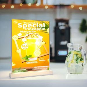 Custom Rechargeable A4 Desktop Advertising Light Box Acrylic Flashing Led <b>Table</b> Menu Restaurant <b>Card</b> Display Holder Stand - Product Image 1