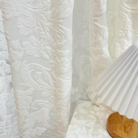 Cortinas Voile Blancas con Diseño Floral en Relieve 3D, Estilo Vintage, Directo de Fábrica, Jacquard Francés, Filtrado de Luz