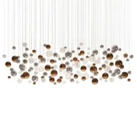 Lustre globe multi-lumières à plafond haut, suspension en verre à bulles pour hall d'entrée, réception, villa, escalier