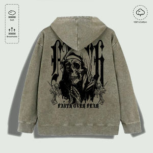 Sudadera con Capucha 100% Algodón Lavado con Estampado Gráfico de la Leyenda 'Faith Over <span class=keywords><strong>Fear</strong></span> Grim Reaper', Varios Colores - Product Image 4