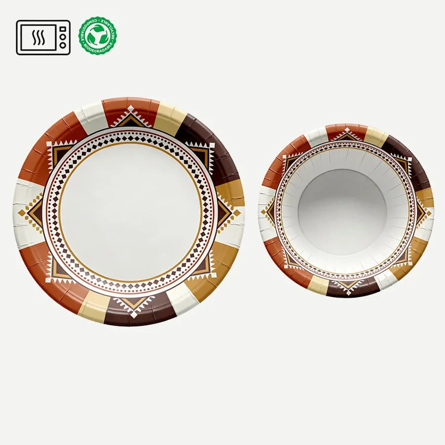 Eco Biodegradable BPA Free Microwave Safe Bulk Party Wedding 6 8 9 10 12 Inch Disposable Paper Plates & and Bowls