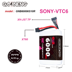 Batería de Iones de Litio GNB GAONENG 6S 6000mAh 22.2V 10C XT60 18650 para Barcos y Coches RC - Product Image 3