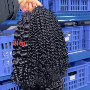 Extensioni per trecce all'uncinetto <span class=keywords><strong>Rita</strong></span> Factory con piume ricce, extension per capelli umani con anello a uncinetto, bundle di capelli grezzi, forniture per capelli ricci lisci - Product Image 5