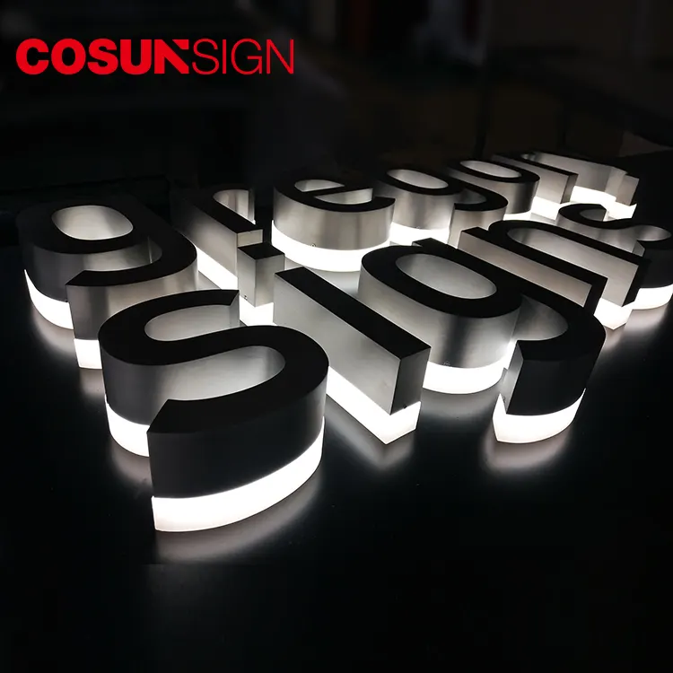 COSUN fábrica personalizado halo iluminação LED publicidade sinal da loja luz up nome da loja ao ar livre