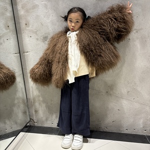 Áo khoác lông cừu mùa đông 2025 cho trẻ em, áo khoác lông cừu Mông Cổ thật, áo khoác lông cừu tự nhiên màu lạc đà - Product Image 3