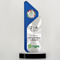 Plaque de cristal gravée avec logo personnalisé, trophée avec plaque en métal argenté pour récompenser les employés exceptionnels