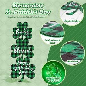 Lumières LED trèfle porte-bonheur pour la Saint-Patrick, décoration de jardin et de patio extérieur, arrangements saisonniers - Product Image 5