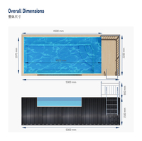 Piscine modulaire de 5,3 m avec panneau en verre transparent, éclairage LED et design personnalisé pour les loisirs en plein air