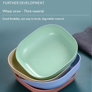 Assiette carrée en paille de blé réutilisable et écologique, 14,6 cm, multicolore, logo personnalisé, design original - Product Image 5