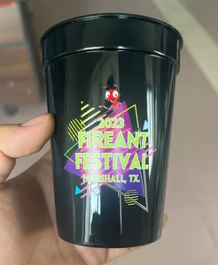Gobelets en plastique noir avec impression de logo personnalisé, tailles 8oz, 12oz, 16oz, 22oz, fournitures pour fêtes et événements, commandes en gros, prix de gros - Product Image 2