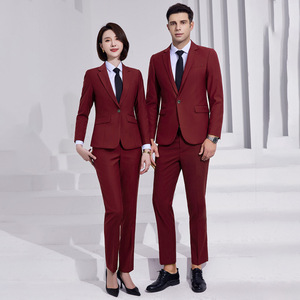 Unisex Suit Set Red Business Formal Wear For Work Men Women Professional Attire - Product Image 1